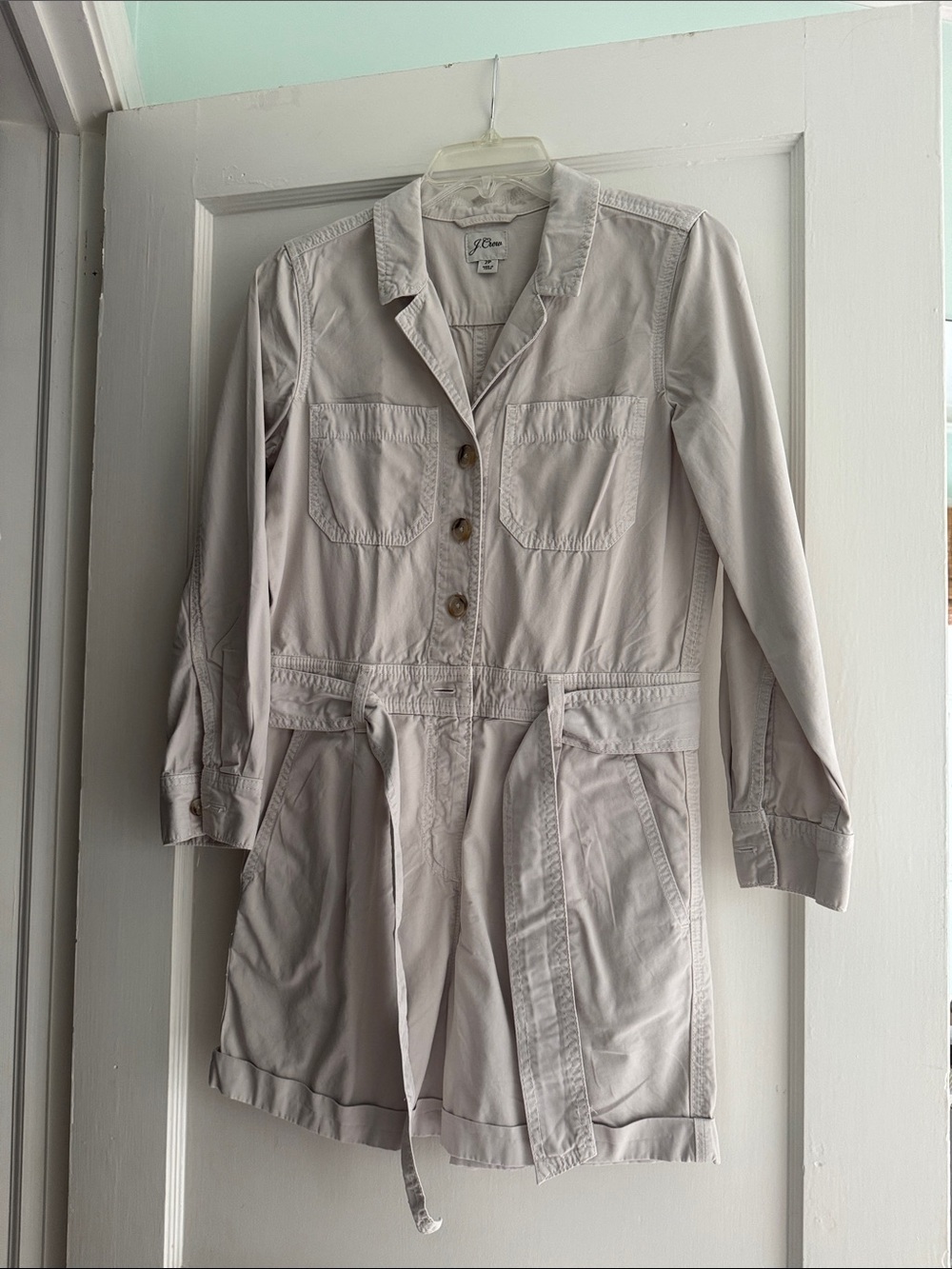 J. Crew Light Beige Utility Jacket Romper
